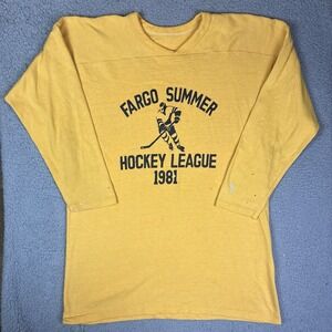 Vintage 80s Fargo Summer Hockey League 1981 Long Sleeve Shirt North Dakota